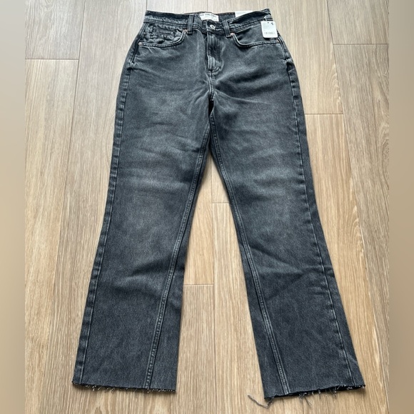 Free People We The Free Xena High Rise Slim Straight Leg Black Wash Size 28 - Picture 3 of 9